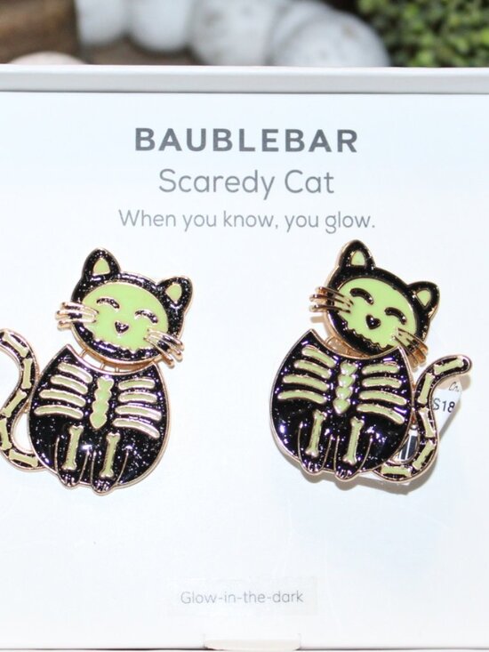 BaubleBar Jewelry - NWT Baublebar scaredy cat earrings GLOW IN THE DARK!